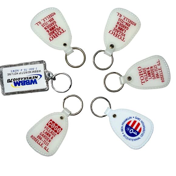 Vintage Advertising Promotional Keychains Glow In The Dark Lot of 6 - Picture 1 of 3